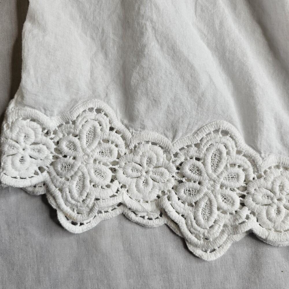 Madewell White Lace Hem Blouse Women's Size Xl Cap Sleeves Dainty Cottage Praire - Picture 6 of 9
